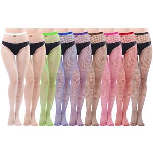 HOVEOX 9 Pairs Fishnet Stockings - Patterned Lace Tights Thigh High Pantyhose (Medium, White, Nude, Green, Blue, Purple, Coffee, Rose, Red, Black)