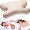 Side Sleeper Pillow Anti Wrinkle Aging Pillow Gel Shredded Memory Foam for Neck Pain Relief Pillow for Sleeping Side Back Stomach Sleeper Pillows (Regular White Style+Beige Nude Silk Pillowcase)