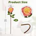 Arborus Artificial Roses - Set of 3 Long-Stem Real Touch Silk Roses, 24.4" Faux Flowers for Home Decor, Wedding Bouquets, Centerpieces & Floral Arrangements  Lifelike Yellow Pink Fake Roses