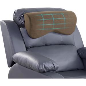HOMBYS Cervial Neck Pillow for Recliner, Foam Headrest Cushion for Sleeping, Medium Firm Neck Support for Couch, Office Chair and Car, Non-Slip Backing and Elastic Straps, Coffee