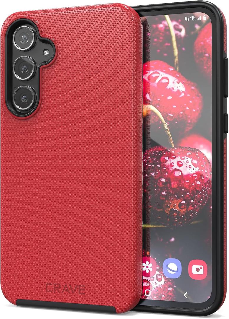 Crave for Samsung Galaxy A55 Case, Shockproof Protection Dual Layer Case for Galaxy A55 (6.6 inch) - Red