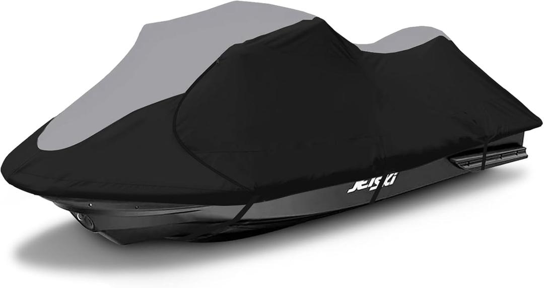 600D Jet Ski Cover - Trailerable Seadoo Cover, Waterproof Jetski Cover, PWC Cover Fits Seadoo, Yamaha, Jet Ski Watercraft Cover Fits from 103"-115" (1 or 2 Seater),Gray & Black