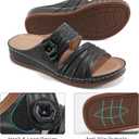 HARENCE Sandals for Women Wedge Slides: Comfortable Summer Beach Platform Shoes with Flowers Dressy Memory Foam Slip On Slide Sandals (7, Black)