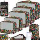 BAGAIL 9 Set Packing Cubes with Packing List Luggage Packing Organizers for Travel Accessories (Black Floral)