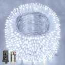 Ollny Christmas Lights Outdoor Waterproof, 1000LED 328FT Super Long String Lights with Remote 3 Timer, Plug in 8 Modes Fairy Light for Outside House Bedroom Xmas Decorations, Cool White