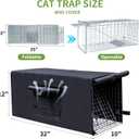 Live Animal Trap Cage with Cover, Cat Trap for Stray Cats 32 Inch Heavy Duty Folding Skunk Traps with Real Door for Raccoons, Opossums, Groundhogs, Skunks, Feral Cats, Squirrels-(32 x 10 x 12 inches)