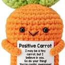 Handmade Positive Carrot Doll Crochet with Card - Motivational Gifts for Coworker Friends Bestie Sister - Christmas Birthday Gift Ideas