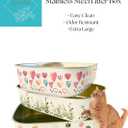 Extra Large Stainless Steel Cat Litter Box (23") – Hand-Painted Metal Litter Pan with Scoop, Odor Resistant, Non-Stick, Easy Clean (Pretty Plants)