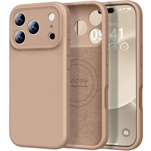 Vooii Magnetic for iPhone 17 Pro Case, Compatible with Magsafe (Premium Liquid Silicone) (Integrated Camera Control Button) Full Body Protective Anti-Scratch Microfiber Lining 6.3", Light Brown