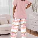 CHICME Womens Pajamas Sets 2 Piece Short Sleeve Lounge Set Printed Loose Pants Pj Sets Loungewear Set Size XXL