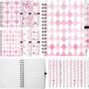 3 x Sinload 12 Pcs Pink Bow Ballpoint Pens with 3 Notebooks, Black Ink Set | Coquette Preppy Aesthetic Supplies for Girls, Cute Writing Gift for School Office Birthday, Spiral Notebooks with Holder