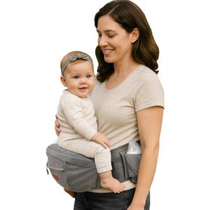 Sunveno Baby Carrier with Hip Seat, Ergonomic Baby Hip Carrier, Front-Facing Baby Holder, Anti-Slip Seat Surface, Wide and Adjustable Waistband, Multiple Pockets, Newborn to Toddler up to 45lbs, Grey