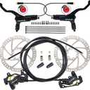 Zoom HB876E 2-PIN/3-PIN 4-Pistons E-Bike Electric Power-Off Hydraulic Brake Set with 180mm Rotors, Pre-Bled Hydraulic Disc Brake Caliper Lever for eBike (Included Mounting Adapter)