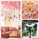8 Set Rose Flower Garland, Artificial Flower Decoration, Artificial Floral Hanging Rose with Bows Garland Ceiling Decor with Hooks Jute Rope Fishing Line for Wedding, Proposal (Pink)