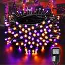 Halloween Decorations Lights Orange Purple, 10M 100 LED Halloween Lights Outdoor Waterproof, Timer, 8 Modes Expandable Fairy String Lights Mains Powered for Outdoor Indoor Halloween Decor