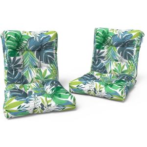 LVTXIII Outdoor Adirondack Chair Cushions, L42 x W21 x H4 Patio Tufted Low Back Cushions, Seasonal Replacement Rocking Chair Cushion for Home Garden Furnitue, Set of 2, Islamorada Blue Green