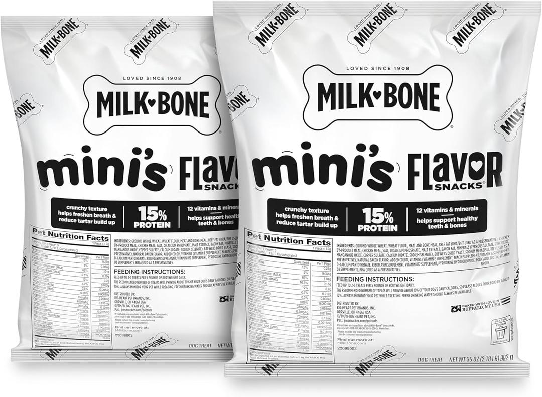Milk-Bone Mini's Flavor Snacks Dog Treats, 35 Ounce Refill Packs (Pack of 2)(BB 21AUG2027)