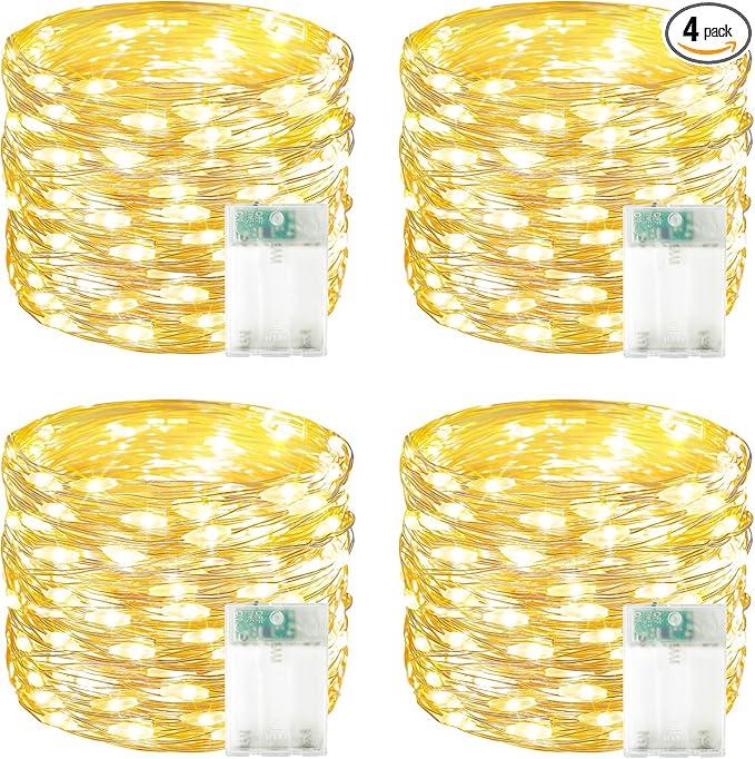 60 LED Fairy Lights Battery Operated with Timer, 20FT Waterproof Twinkle Lights Indoor Outdoor, Cuttable String Lights for Bedroom, Wedding, DIY, Centerpiece, Christmas Decorations (Warm White), 3 Pack