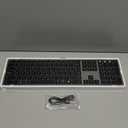 AUSDOM 2.4G Wireless Bluetooth Keyboard Full Size, Quiet Slim Multi-Device Rechargeable Cordless QWERTY Keyboard with Number Pad, Low Profile Silent Flat Universal Keyboards for Computer/Mac/Windows (Black Grey)