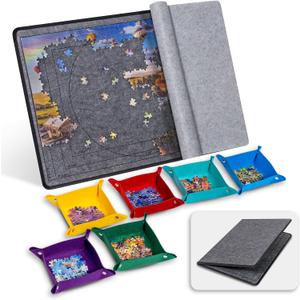 Becko US 1000 Piece Foldable Puzzle Board with 6 Sorting Trays & Felt Cover