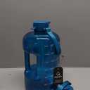 AQUAFIT 128 oz Water Bottle with Time Marker - Straw & Chug Lid - BPA Free 1 Gallon Gym Water Bottle with Handle - Big Gallon Jug (Blue, 128 Ounces)