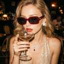 VISOONE Chunky Rectangle Sunglasses Women Men 90s Vintage Retro Accessories UV400 Protection Narrow Square Shades Harmony (Red)