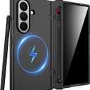 Miimall for Samsung Galaxy Z Fold 7 Case with S Pen & S Pen Holder, Built-in Privacy Screen, Compatible with MagSafe, Magnetic Hinge Protection, Shockproof Matte Case for Z Fold 7, Black