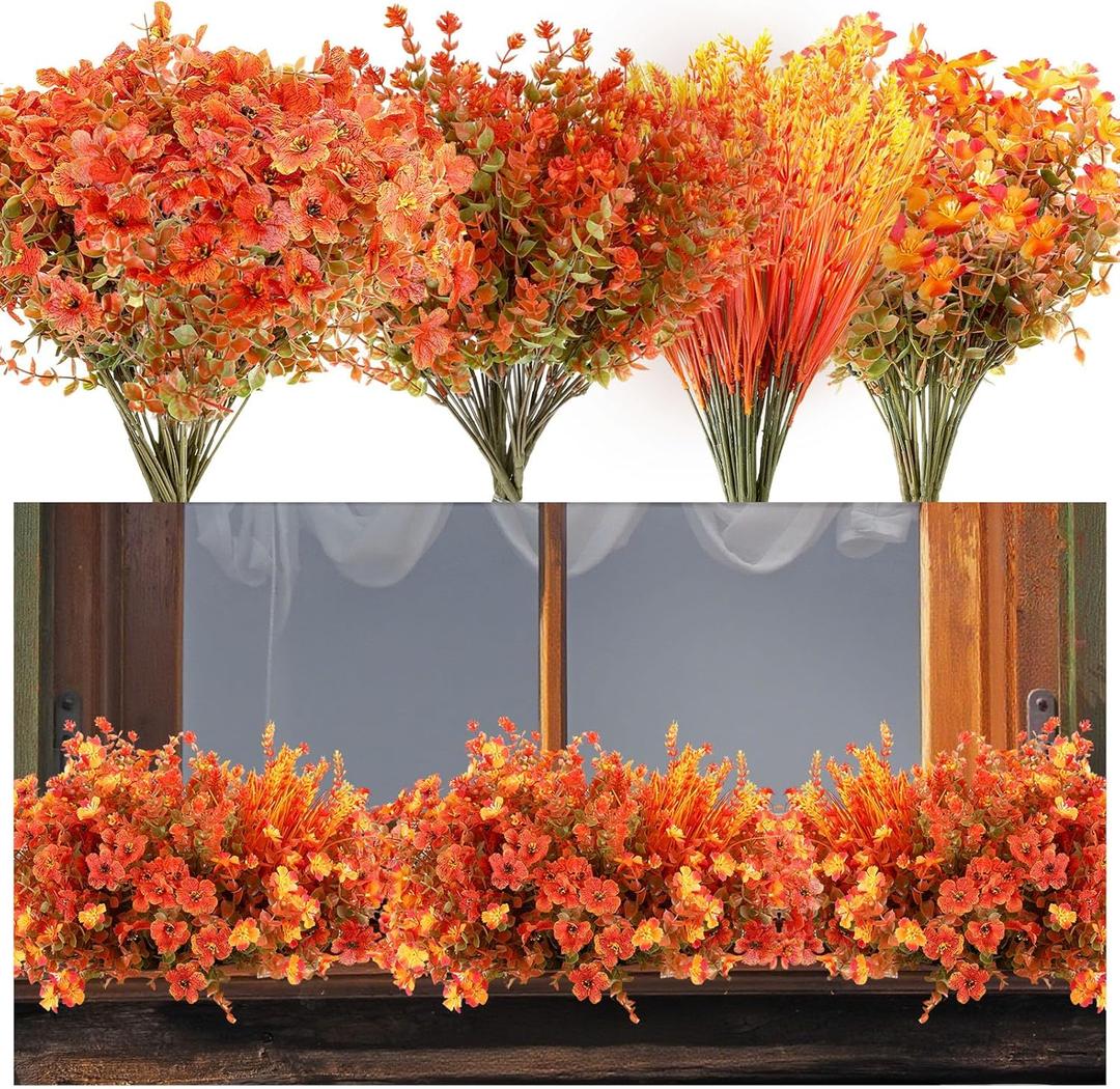 Daifunli 30 Bundles Artificial Fall Mums Flower for Outdoor Fall Decorations Fake Daisy Faux Silk UV Resistant Look Real No Fade for Gardens Porch Fireplace Patio Home Indoor Autumn Thanksgiving Decor