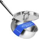 Misen 5-Ply Stainless Steel Saucier with Lid Induction-Compatible Pan with Curved Sides for Smooth Stirring - Oven Safe to 800F Even Heat Distribution & Ergonomic Handle - 3 QT