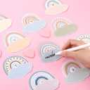 Kosiz 500 Pcs Rainbow Name Tags for Classroom 5.3" x 3" DIY Rainbow Blank Paper Desk Pastel Boho Self Adhesive Name Stickers Kids Name Labels for Back to School Party Favor Supplies