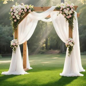 Ivory Wedding Arch Draping Fabric 28'' x 20FT Sheer Chiffon Drape Backdrop, 28"W x 240"L