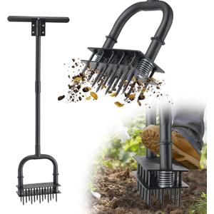 Lawn Aerator,39 inch Long Aerator Lawn Tool,Save Labour Core Aerator with 14 Steel Spikes,Manual Push Grass Aerator for Lawn and Garden,Yard