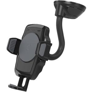 SCOSCHE WDQ2M STUCKUP Qi Car Phone Holder Windshield, Dashboard or Vent Mount | Stick Grip Suction Cup Base | Non-Magnetic | Black Charger with Car Adapter and Type-C Cable