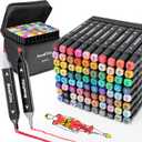 Alcohol Markers, 80 Colors Dual Tip Art Alcohol Markers Set - Perfect for Coloring, Drawing, Sketching, Card Making and Illustration, Perfect for Adults