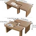 Farmhouse Coffee Table, 53-Inch Accent Center Table with Thicken Base, Multiple Layouts,Switch Between Square and Rectangular Table (Rustic Brown), 53.1''D * 23.6''W * 16.1''H