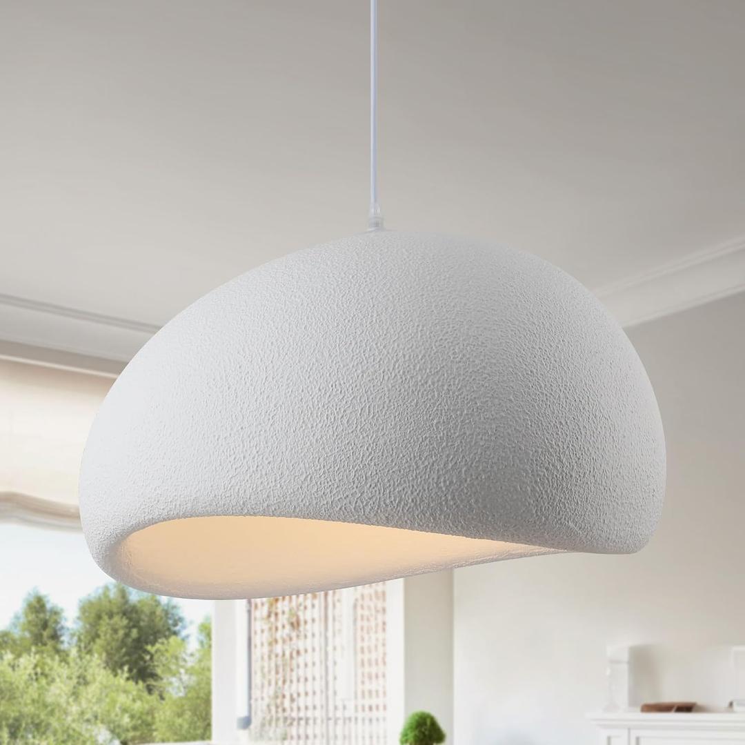 19.7in Wabi Sabi Pendant Light, Kitchen Island Lighting Fixture Ceiling Mount Japanese Lamp Japandi Chandelier for Dining Living Room Hallway Bedroom Restaurant Hanging Lamp, White 1 Pack