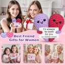 2 x Crochet Heart Valentines Day Gifts for Him Her,Cute Handmade Emotional Support Knitted Doll Thinking of You Cheer Up Gift for Women Best Friend,Funny Long Distance Relationship Gifts,Small Keepsake