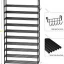 Shoe Rack, 10 Tier Shoe Storage Organizer with Hooks,Fit 40-45 Pairs Shoes,Metal Tall Shoe Shelf for Closet,Entryway, Hallway,Garage,Bedroom,Cloakroom
