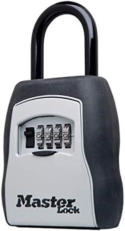 Master Lock Key Lock Box, Outdoor Lock Box for House Keys, Portable Combination Lockbox Resettable Code, 5400EC, Black