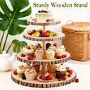 Cupcake Stand, 4 Tier Large Cupcake Stand Rustic Dessert Table Display Set Wood Cupcake Tower Cake Stand Tiered Tray Stand Wedding Birthday Shower Comes with 10 Sets Wooden Utensils