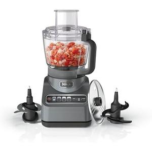 Ninja Food Processor, Professional Plus, 1000 Peak Watts, 4 Functions for Chopping, Slicing, Purees & Dough with 9-Cup Processor Bowl, 3 Blades, Food Chute & Pusher, Silver, BN601