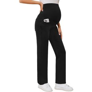 POSHGLAM Women's Maternity Jeans Straight Leg 30'' Over Belly Comfy Stretch Denim Pants, S-XXL