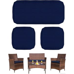 Patio Cushion Covers for Patio Conversation Set 4-Piece, Outdoor Seat Cushions Replacement Covers for Patio Furniture Set Wicker, Backyard Porch Garden Poolside Balcony Sets, Blue, 38x19x2,19x19x2