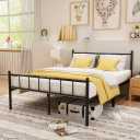 ZINUCOZY Full Size Bed with Headboard and Footboard - No Box Spring Needed - Heavy Duty Platform, 14 in, 650 lbs - Easy to Assemble, Non-Slip, Noise Free - Black Metal