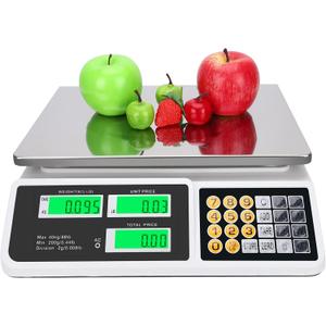 Price Computing Scale 88lb/40kg LCD Digital Commercial Price Scale with Stainless Steel Platform,Produce Scale & Food Scale for Farmers Market, Retail Outlets, Meat Shop (Flat Plate) (14.2 x 14 x 4.9 inches)