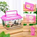12Pcs Plastic Reptile Terrariums Carrier Cage, Tarantula Enclosure Breeding Box Hatching Container Transparent Fish Tank Turtle Aquarium with Random Color Lid for Lizards, XL(10.6" x 6.7" x 5.9")