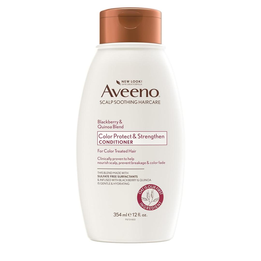 Aveeno Blackberry & Quinoa Strengthening Conditioner for Color-Treated Hair, Moisturizing, Color-Protecting, 12 fl oz