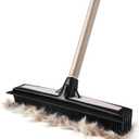 Eyliden Rubber Carpet Rake for Pet Hair, 2-in-1 Push Broom with Squeegee, 54" Telescopic Handle, Fur Water Remover Brush for Carpet, Rug, Hardwood, Tile Floors