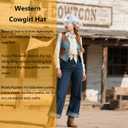 Cowgirl Hat for Women Men Sequin Rhinestone Western Adults Cowboy Hat with Sunglasses Bandanas