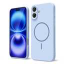 Oakxco for iPhone 16 Case Silicone Mag Safe, Magnetic Slim Thin Phone Case Compatible with Magsafe, Women Girls Cute Girly Aesthetic Soft Rubber Gel Safecase with Camera Cover, Light Blue